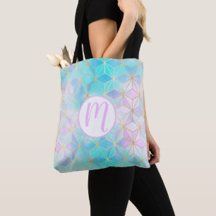 Bolsa Tote Padrão Geométrico de Vidro Iridescente