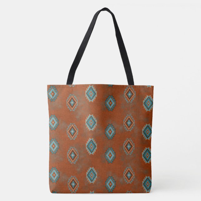 Bolsa Tote Padrão Geométrico Diamantes do Sudoeste (Frente)