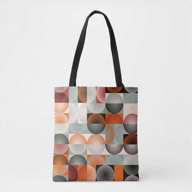 Bolsa Tote Padrão geométrico do século médio, colorido abstra (Frente)