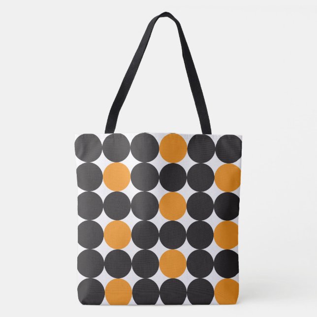 Bolsa Tote Padrão Geométrico dos Pontos Pretos Laranja Negros (Frente)