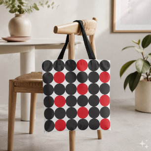 Bolsa Tote Padrão Geométrico dos Pontos Pretos Vermelhos Negr