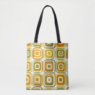 Bolsa Tote Padrão Geométrico dos Tros 70s em Tons Quentes