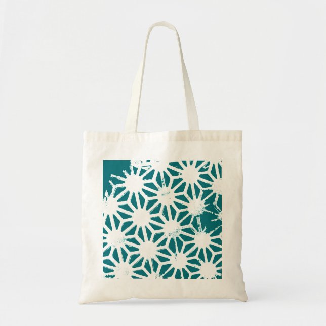 Bolsa Tote Padrão geométrico em teares e brancos (Frente)