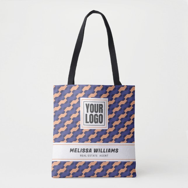 Bolsa Tote Padrão Geométrico Entrelaçado Moderno (Frente)