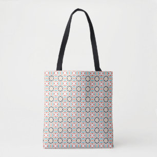 Bolsa Tote Padrão Geométrico Floral Preto Branco