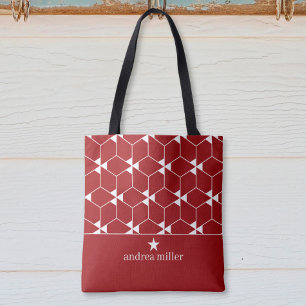 Bolsa Tote Padrão geométrico moderno com Monograma estrelado