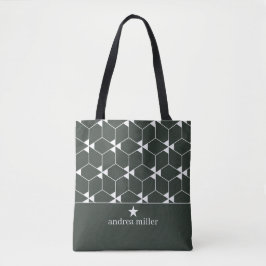 Bolsa Tote Padrão geométrico moderno com Monograma estrelado