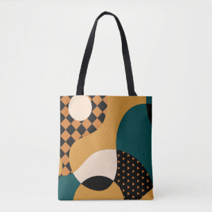 Bolsa Tote Padrão geométrico moderno de patchwork de abstra