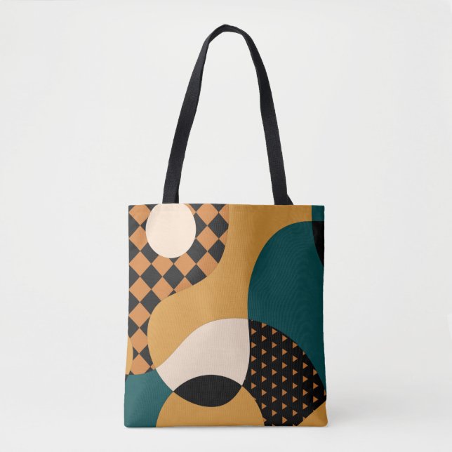 Bolsa Tote Padrão geométrico moderno de patchwork de abstrato (Frente)