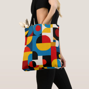 Bolsa Tote Padrão Geométrico Moderno no Estilo Bauhaus