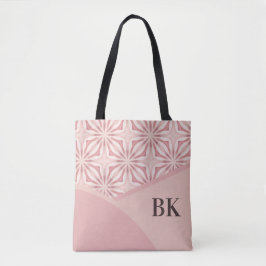Bolsa Tote Padrão Geométrico Monograma Feminino Bonito Rosa