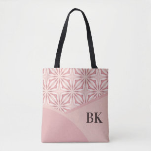 Bolsa Tote Padrão Geométrico Monograma Feminino Bonito Rosa