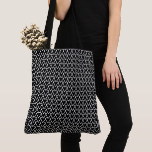 Bolsa Tote Padrão Geométrico Preto Branco Chic Simples
