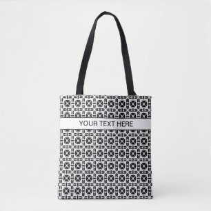Bolsa Tote Padrão Geométrico Preto e Branco Elegante