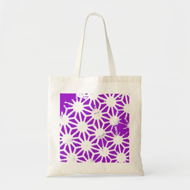 Bolsa Tote Padrão geométrico roxo real (Frente)