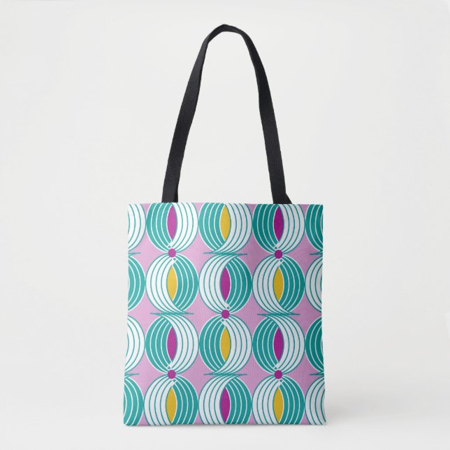 Bolsa Tote Padrão geométrico sem costura com linhas onduladas (Frente)