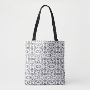 Bolsa Tote Padrão Geométrico Triangular Preto e Branco Modern