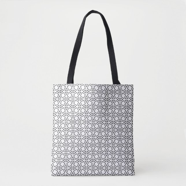Bolsa Tote Padrão Geométrico Triangular Preto e Branco Modern (Frente)
