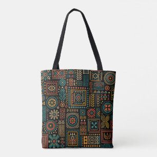 Bolsa Tote Padrão Geométrico Tribal Moderno