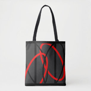 Bolsa Tote Padrão Geométrico Vermelho Cinza Preto Design Mode