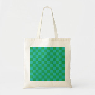 Bolsa Tote Padrão Gingham Verde Azul Verificado