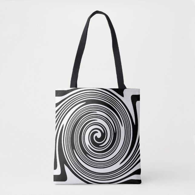 Bolsa Tote Padrão giratório preto e branco (Frente)