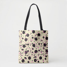 Bolsa Tote Padrão Glam de Bolinhas Rosa e Preto