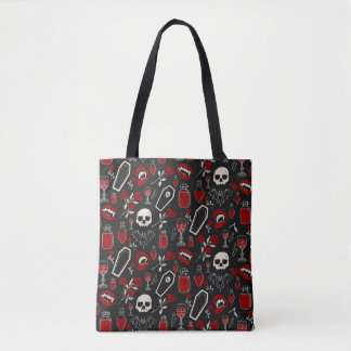 Bolsa Tote Padrão Gótico de Vampiro | R Pombas Morcegos Cavei