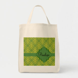 Bolsa Tote Padrão gráfico marroquino verde-oliva árabe