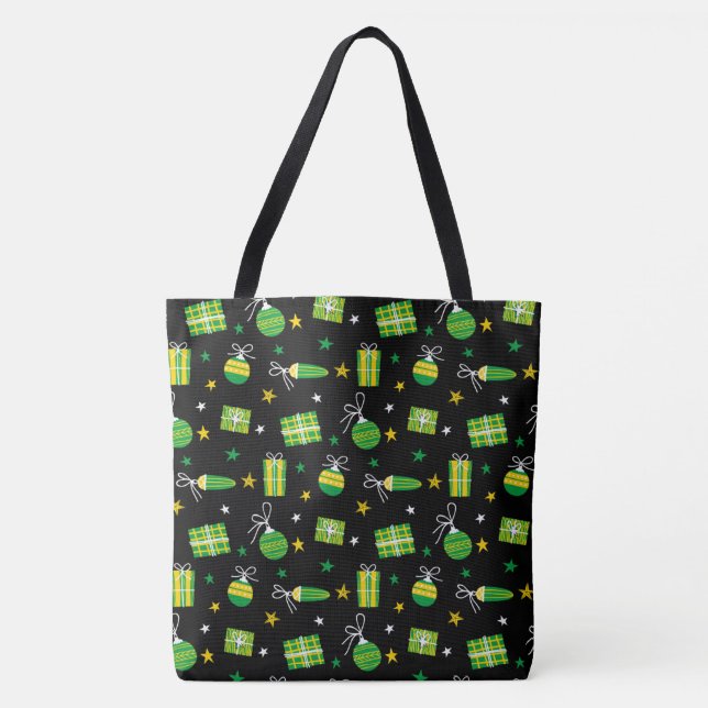 Bolsa Tote Padrão Grinch Green Christmas Decor (Frente)