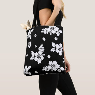 Bolsa Tote Padrão Havaiano Clássico Negro Aloha