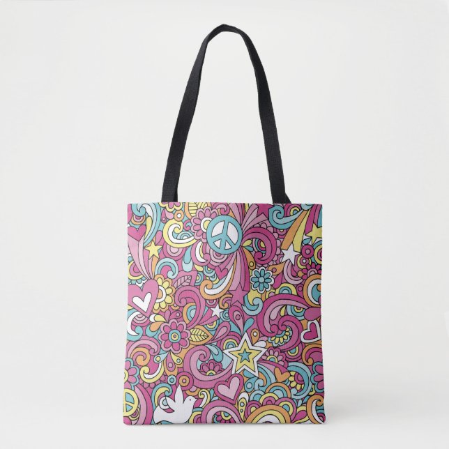 Bolsa Tote Padrão Hippie Brilhante (Frente)