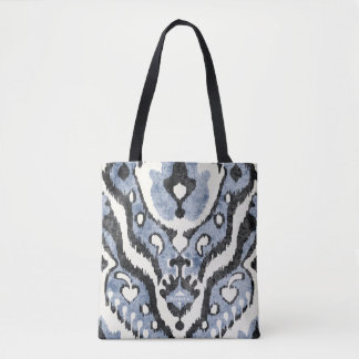 Bolsa Tote Padrão Ikat de Bridesmaid azul empoeirado personal