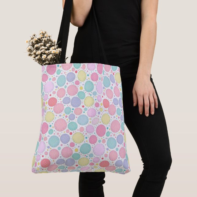 Bolsa Tote Padrão Imperfeito de Pontos Pastel (Close Up)