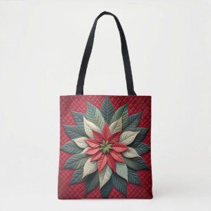 Bolsa Tote Padrão Incluso Poinsettia Vermelho