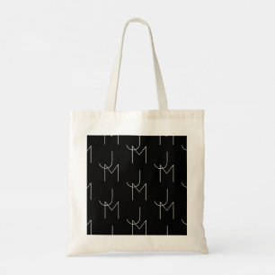 Bolsa Tote Padrão Inicial Moderno 2 Preto e Branco