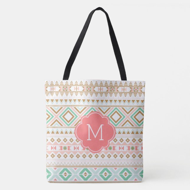 Bolsa Tote Padrão inspirado no Tribal Monograma Cuto (Frente)