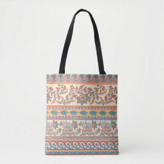 Bolsa Tote Padrão Invisível das Fronteiras Florais Indianas