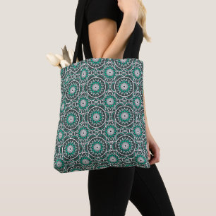 Bolsa Tote Padrão islâmico antigo verde mandala