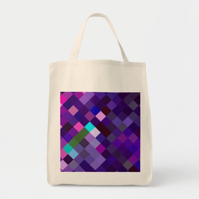 Bolsa Tote Padrão ixelado - Roxo (Frente)