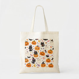Bolsa Tote Padrão Kawaii de Halloween com Abóboras Fofas