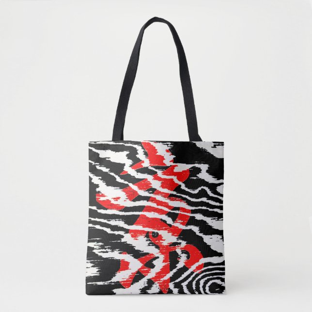 Bolsa Tote Padrão Legal de Abstrato branco preto (Frente)