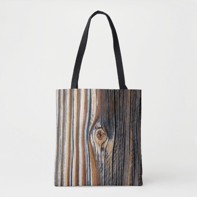 Bolsa Tote Padrão legal de grão de madeira (Frente)