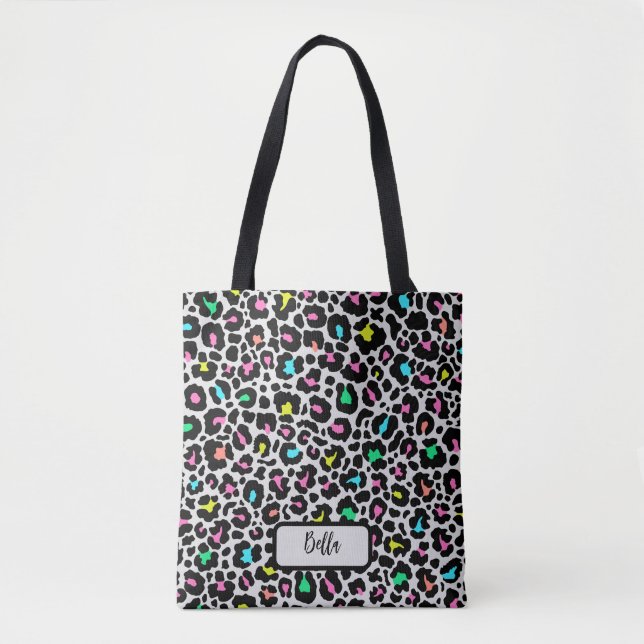 Bolsa Tote Padrão-Leopardo Colorido (Frente)