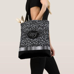 Bolsa Tote Padrão-Leopardo da Cinza monograma