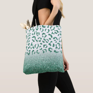 Bolsa Tote Padrão-Leopardo Verde-brilhante