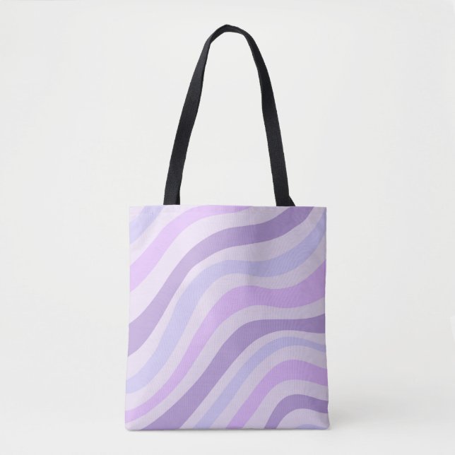 Bolsa Tote Padrão Líquido de Stripe abstrato púrpura azul esm (Frente)