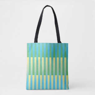 Bolsa Tote Padrão Listrado Azul Amarelo Verde