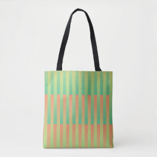 Bolsa Tote Padrão Listrado Verde Laranja