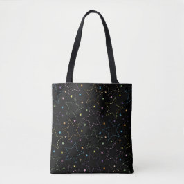Bolsa Tote Padrão mágico colorido do céu noturno estrelado